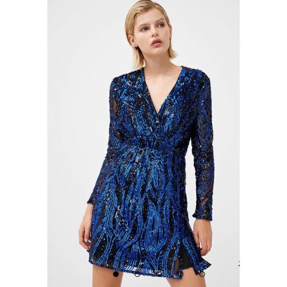 French Connection Deniz Embellished Mini Dress in color Surf The Web sz 6 - Picture 15 of 15